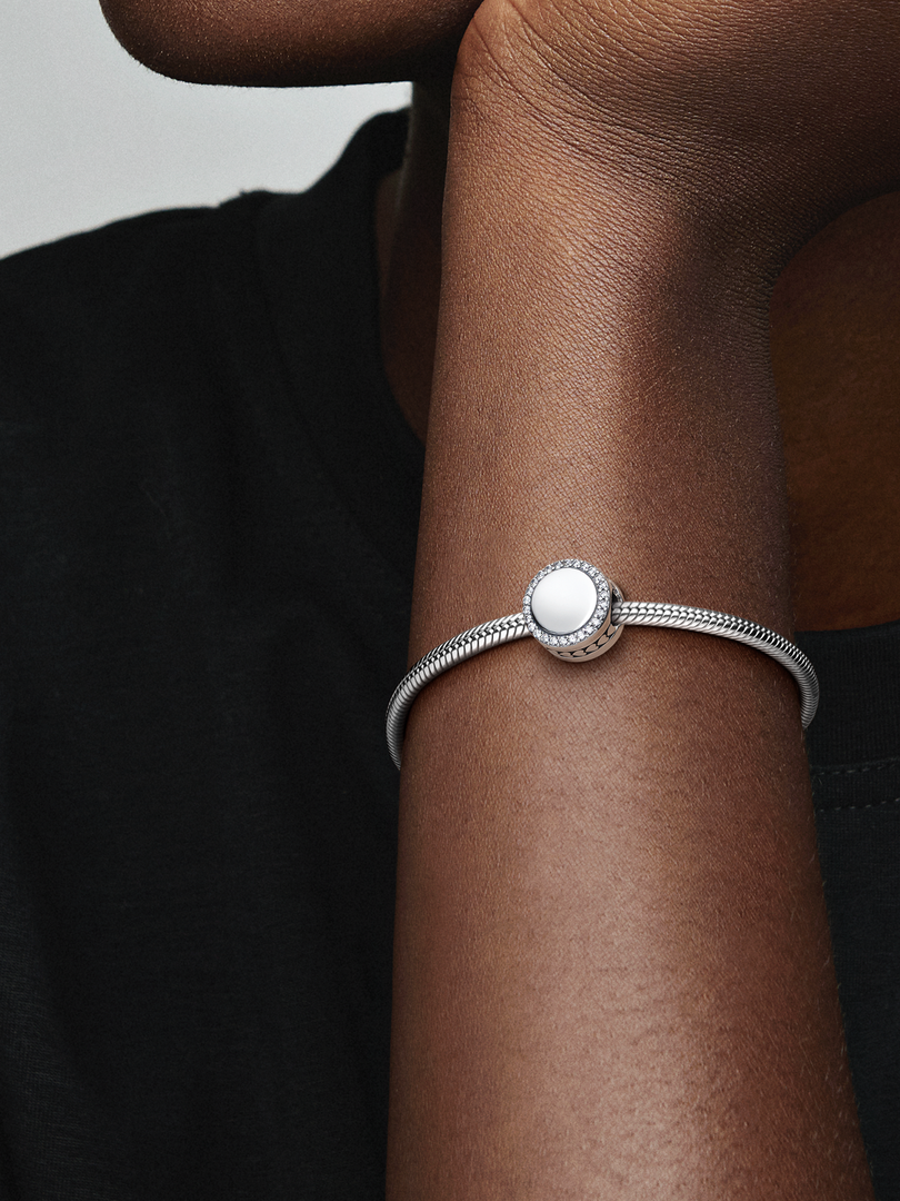 Engravable Sparkling Button Charm