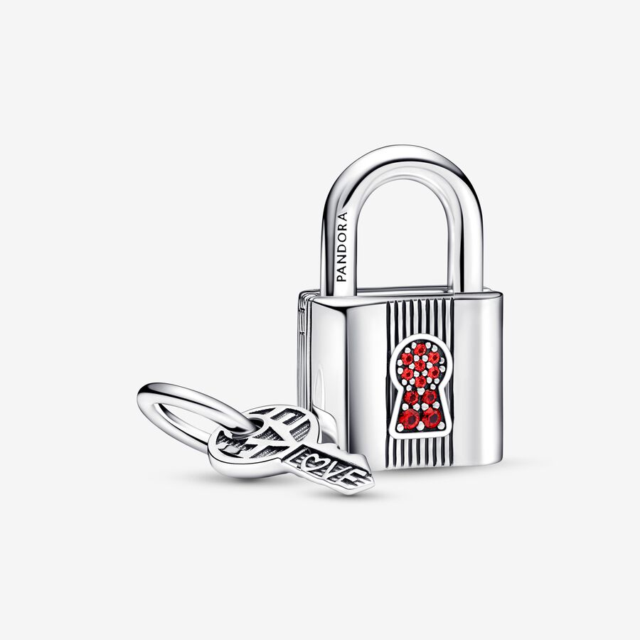 EVN Stone Heart Lock & Key Safety Charm Bracelet
