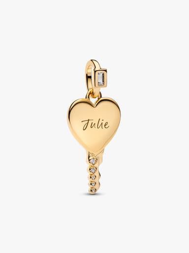 Engravable Heart Key Pendant
