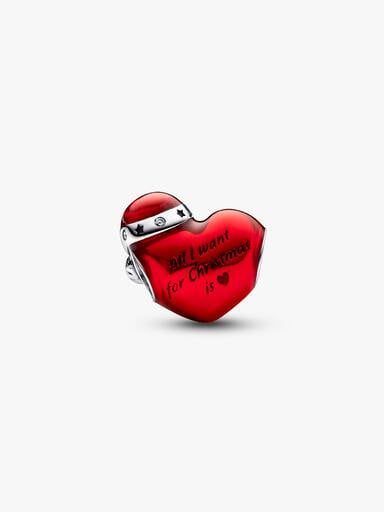 FINAL SALE - Metallic Red Christmas Heart Charm