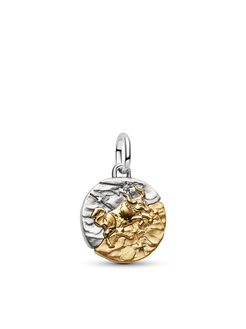Женский шарм Pandora Taurus Zodiac Medallion Charm, цвет: Двухцветный