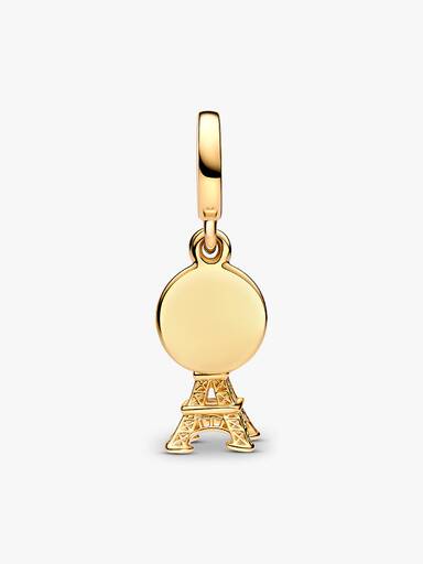 Paris Eiffel Tower Lab-Grown Diamond Engravable Double Dangle Charm