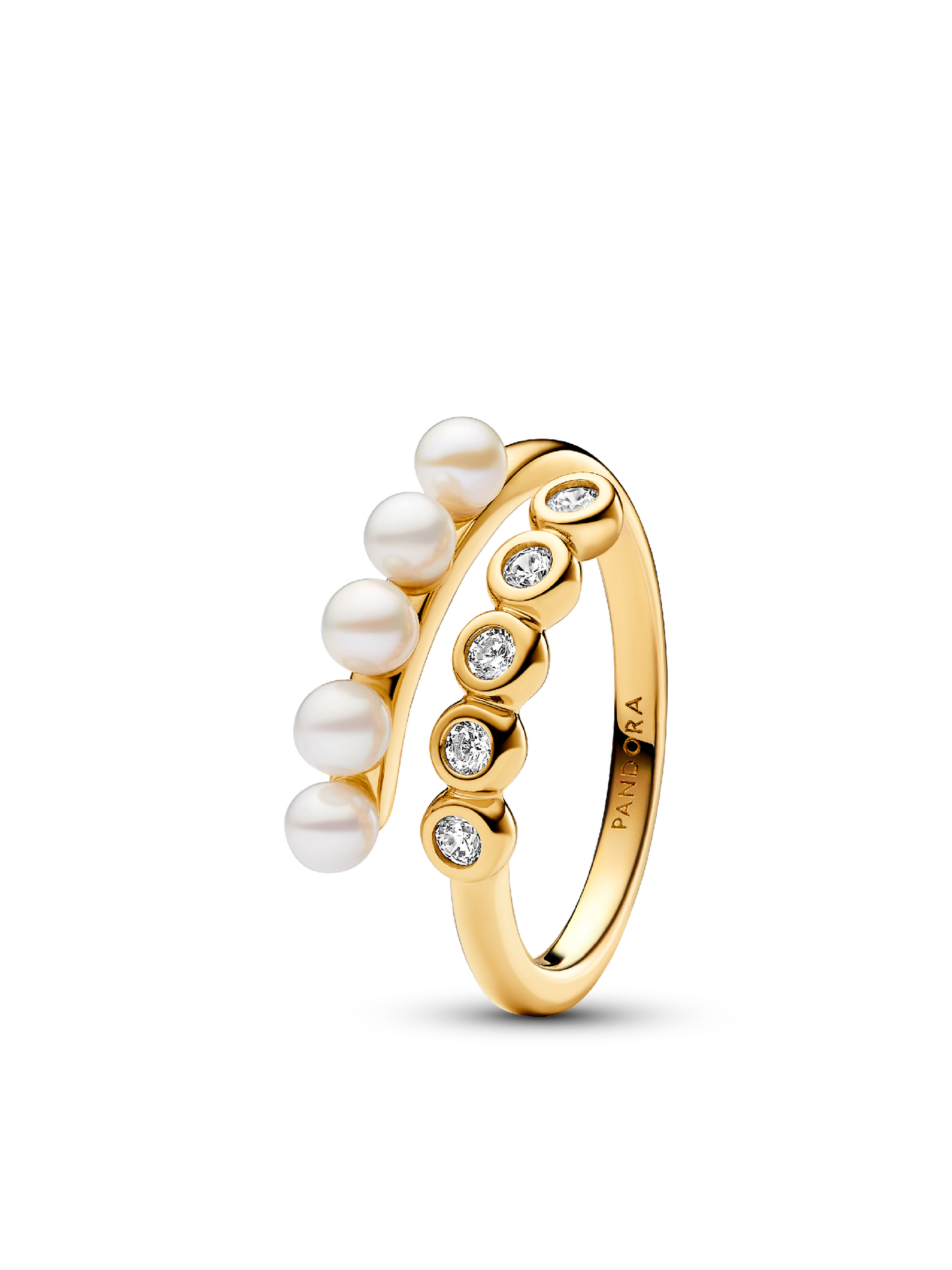 Женское кольцо Pandora Treated Freshwater Cultured Pearls & Stones Open, цвет: Позолоченный — фото 1