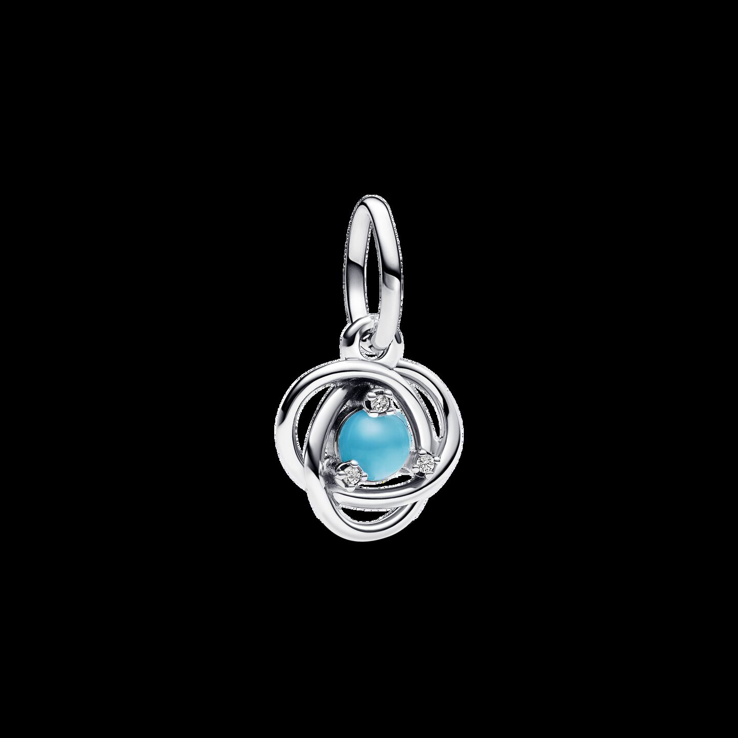 Шарм Pandora Turquoise Blue Eternity Circle Dangle Charm, цвет: Серебро — фото 2