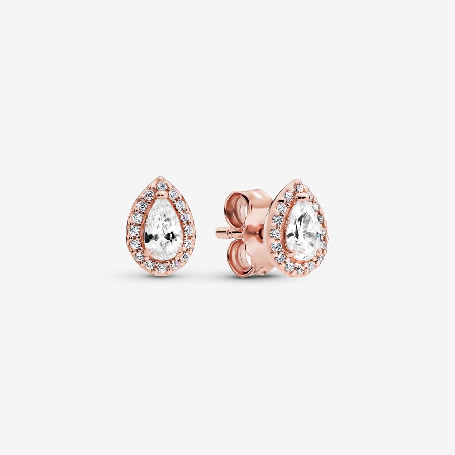 PANDORA Stud Earrings, Rose Petals, Clear CZ - American Jewelry