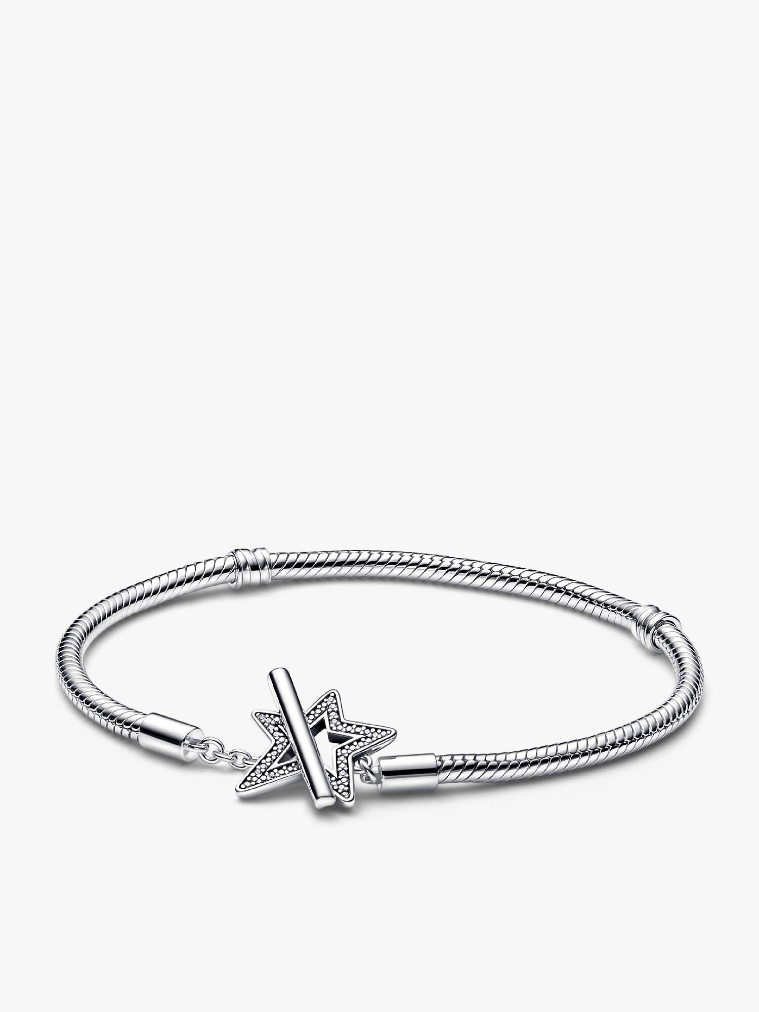 Pandora Moments Asymmetric Star T-bar Snake Chain Bracelet
