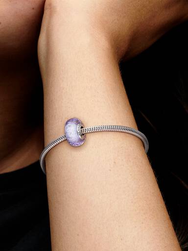 FINAL SALE - Wavy Lavender Murano Glass Charm