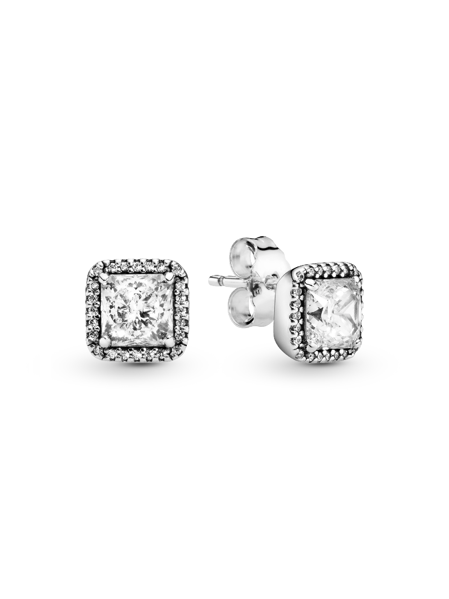 Square Sparkle Halo Stud Earrings