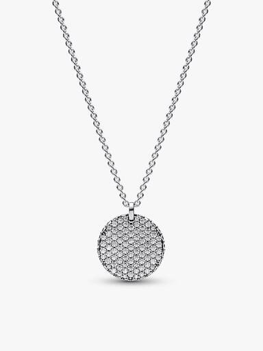 Pavé Round Necklace and Hoop Earrings Set