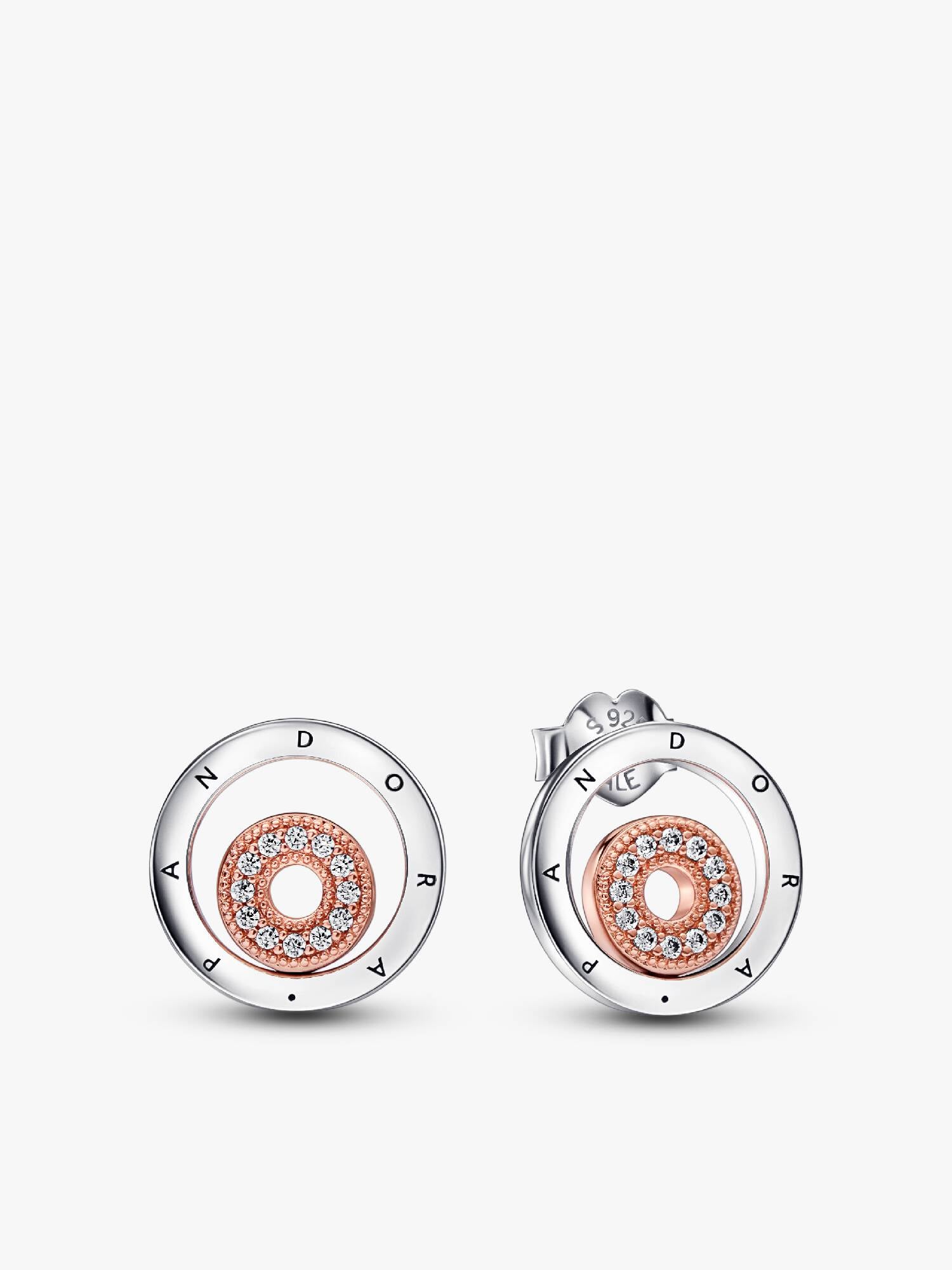 FINAL SALE - Pandora Signature Two-tone Logo Circles Stud Earrings