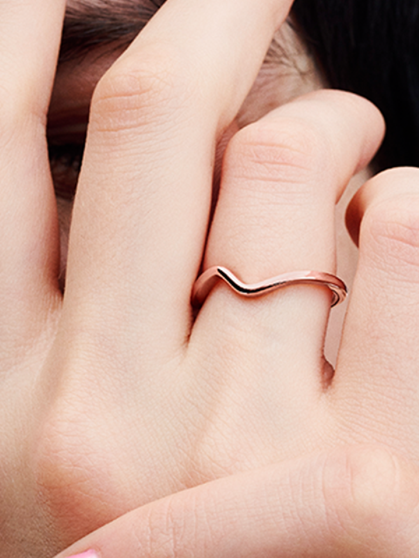 Женское кольцо Pandora Polished Wave, Rose gold plated, цвет: Покрытие розовым золотом — фото 3