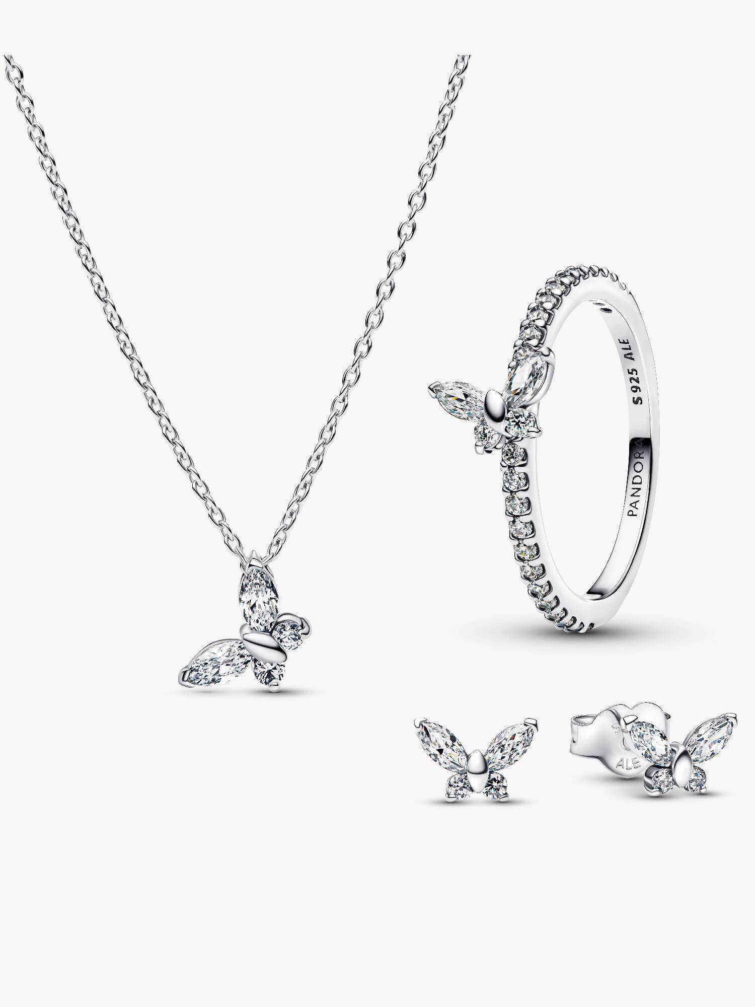 Sparkling Clear Butterfly Jewelry Set