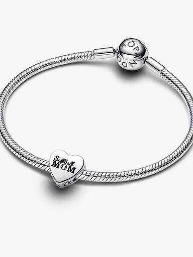 Softball Mom Heart Charm