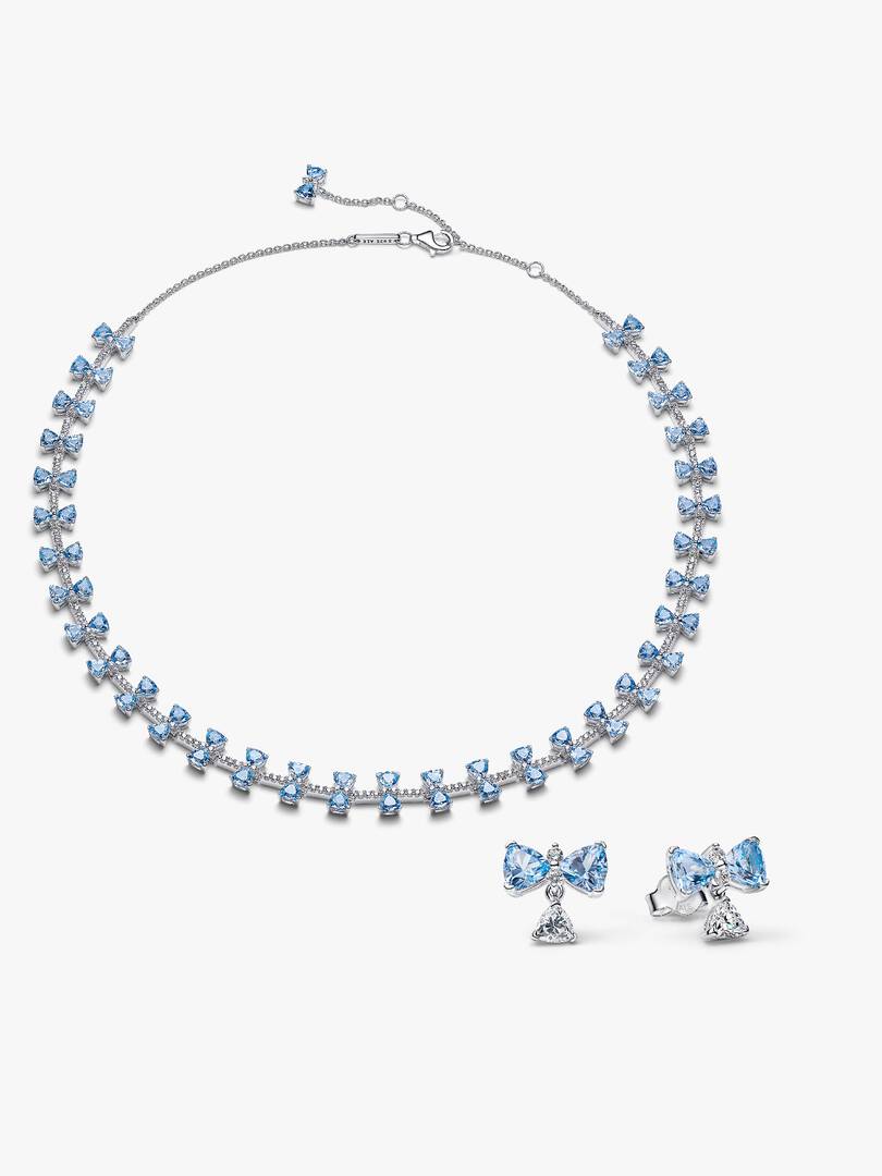 Bridgerton Blue Bow Necklace & Earring Set