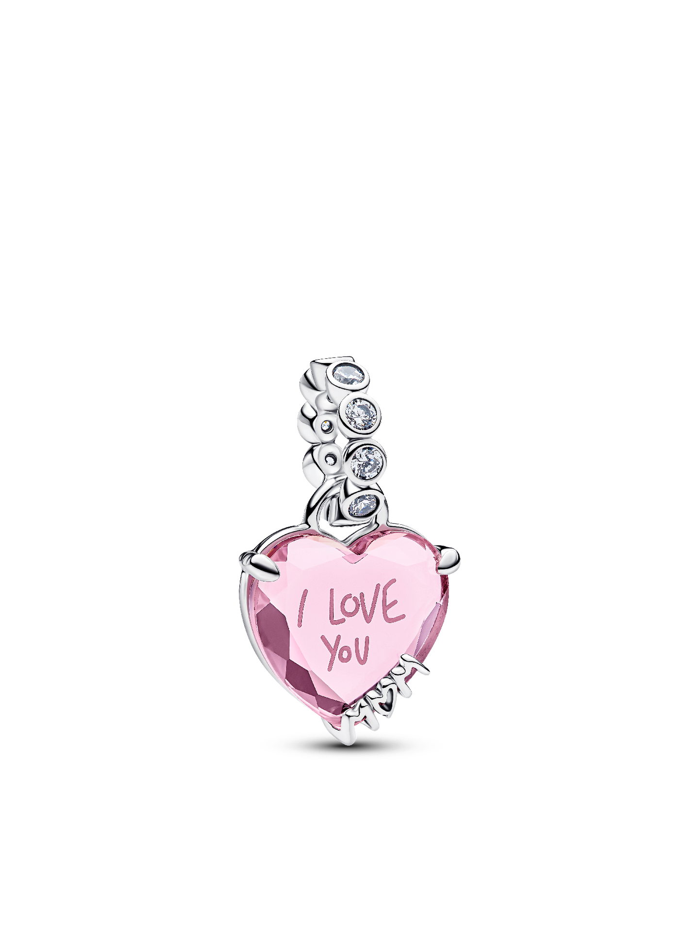 Женский шарм Pandora I Love You Mom Dangle Charm, цвет: Серебро — фото 1
