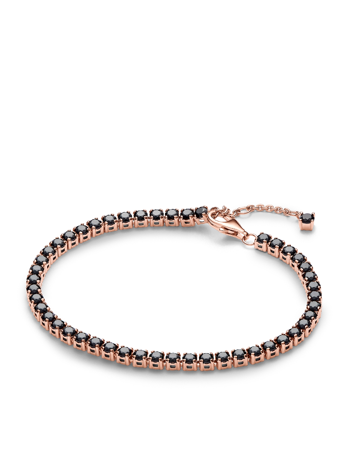 Женский браслет Pandora Black Sparkling Tennis, цвет: Покрытие розовым золотом — фото 1