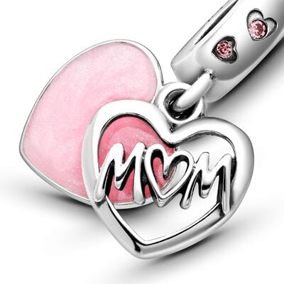 Mom Script Heart Dangle Charm