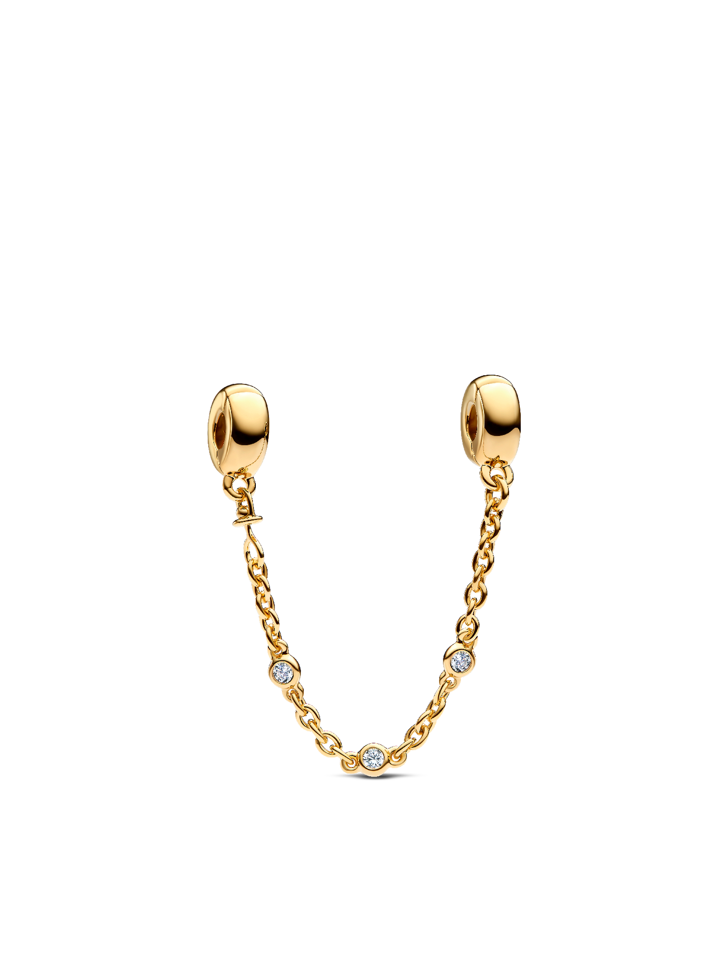 Женские украшения Pandora Triple Clear Stone Safety Chain, цвет: Позолоченный — фото 1