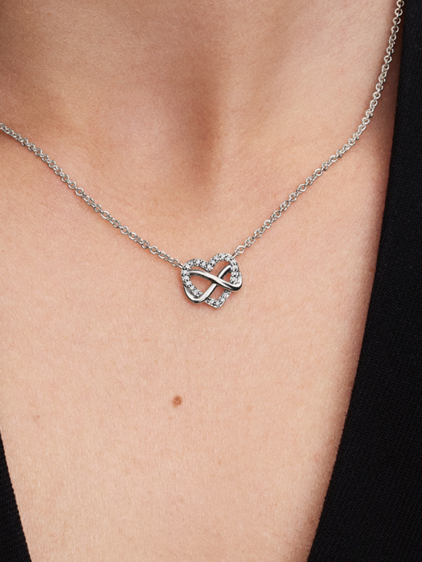 Женское колье Pandora Sparkling Infinity Heart Collier, Sterling silver, цвет: Серебро — фото 3