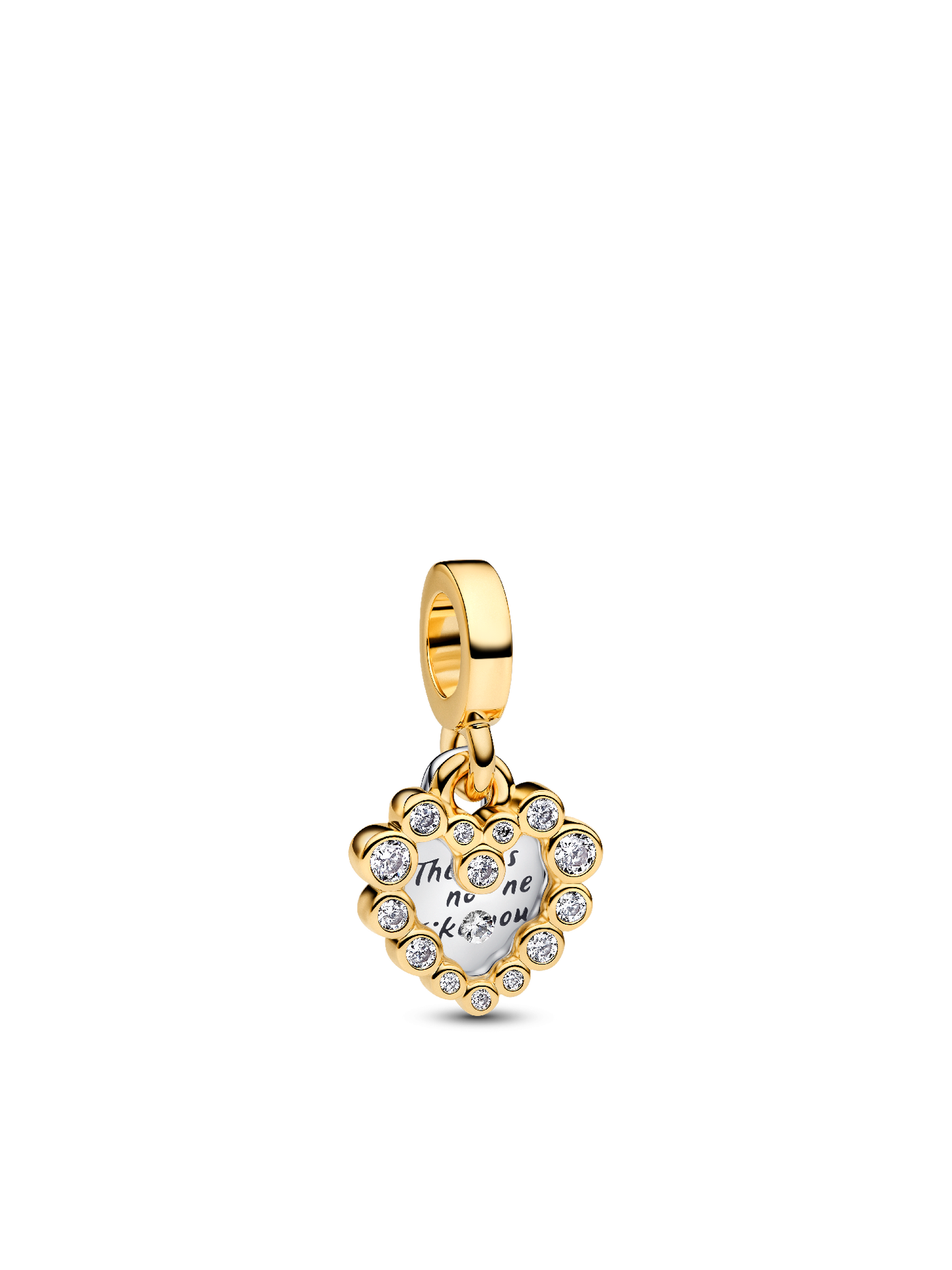 Женский шарм Pandora Sparkling Heart Double Dangle Charm, Two-tone, цвет: Двухцветный — фото 1