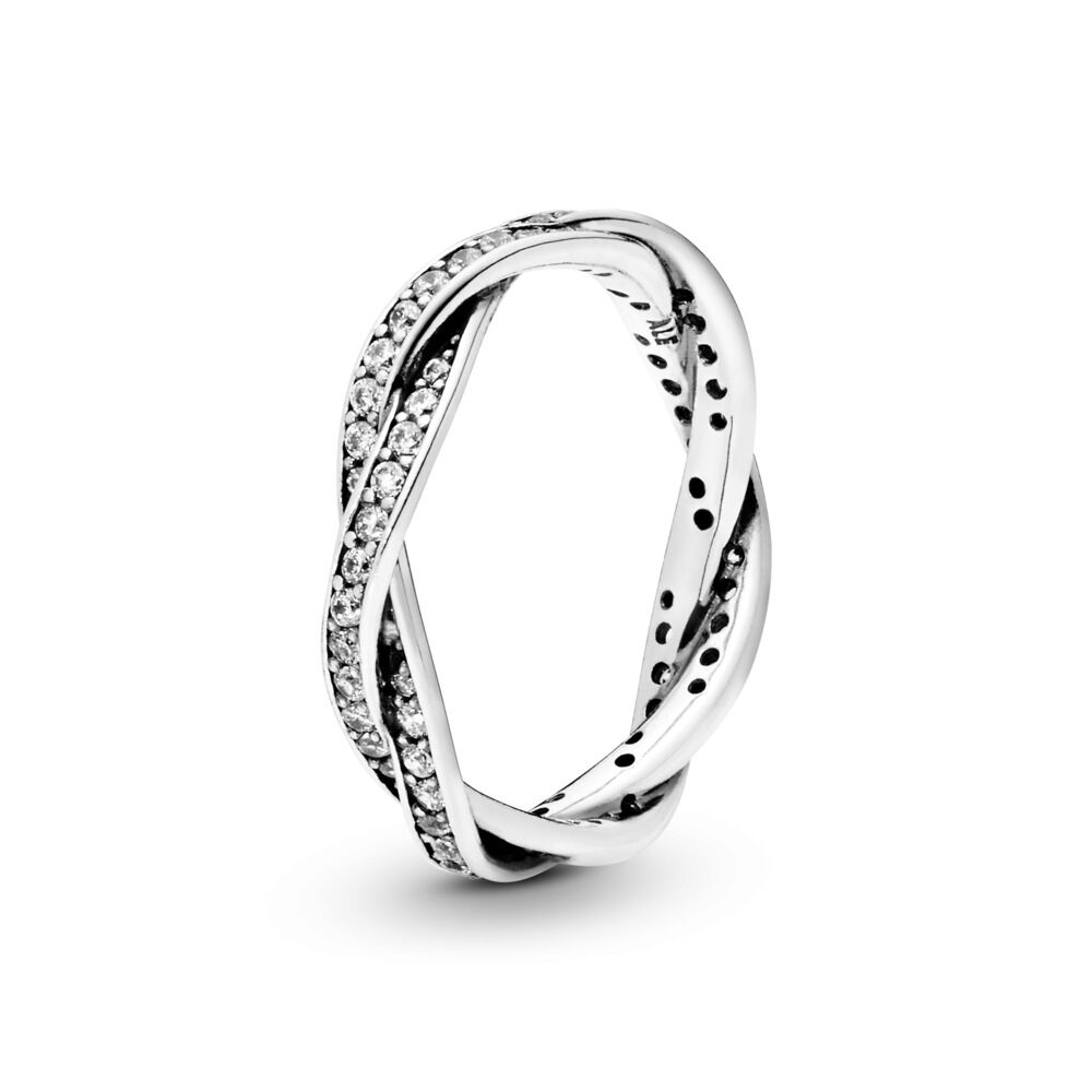 Twist Of Fate Stackable Ring with Clear CZ