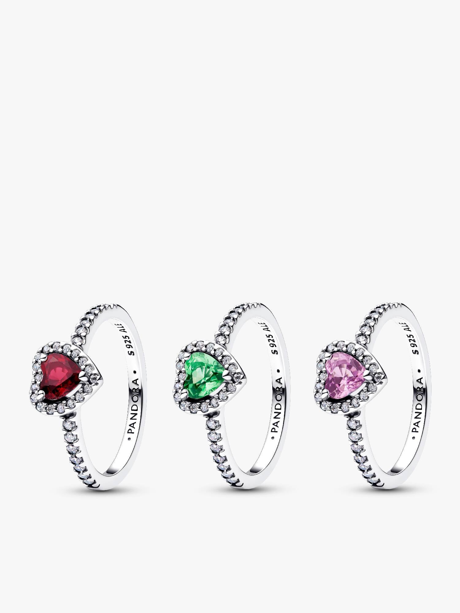 Jewel Tones Elevated Hearts Ring Trio