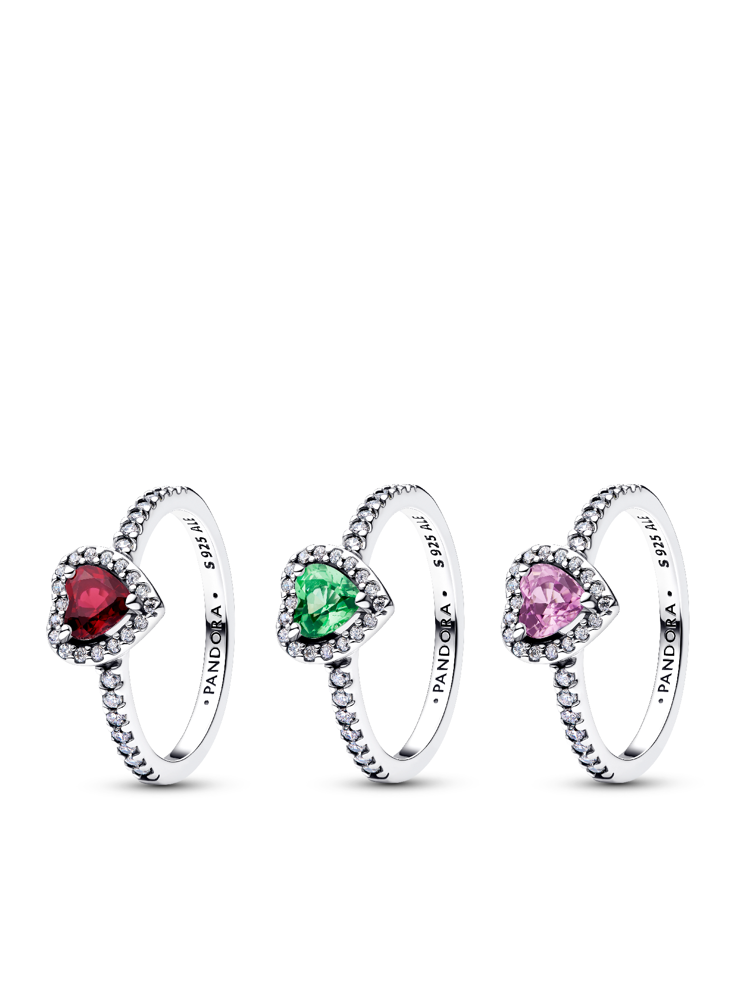 Jewel Tones Elevated Hearts Ring Trio