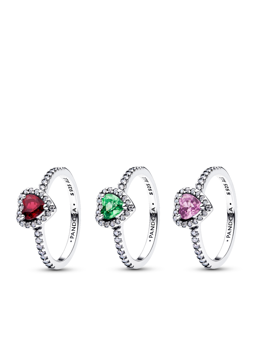 Jewel Tones Elevated Hearts Ring Trio