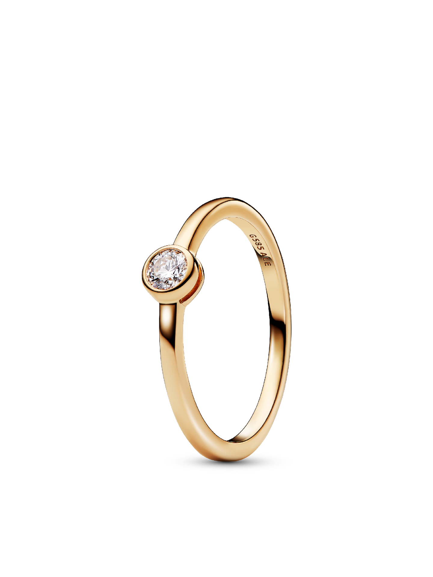 Женские кольца Pandora Era Bezel 14k Gold Lab-grown Diamond #152894C01, цвет: Золотой — фото 1