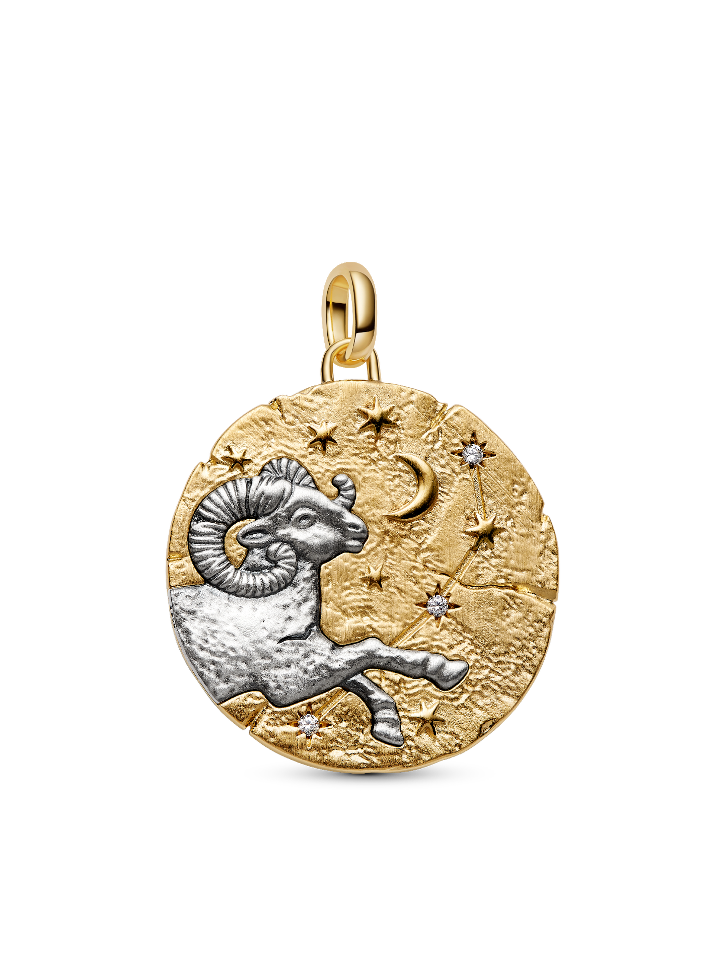 Женский шарм Pandora Aries Zodiac Oversized Medallion Charm, цвет: Двухцветный — фото 1