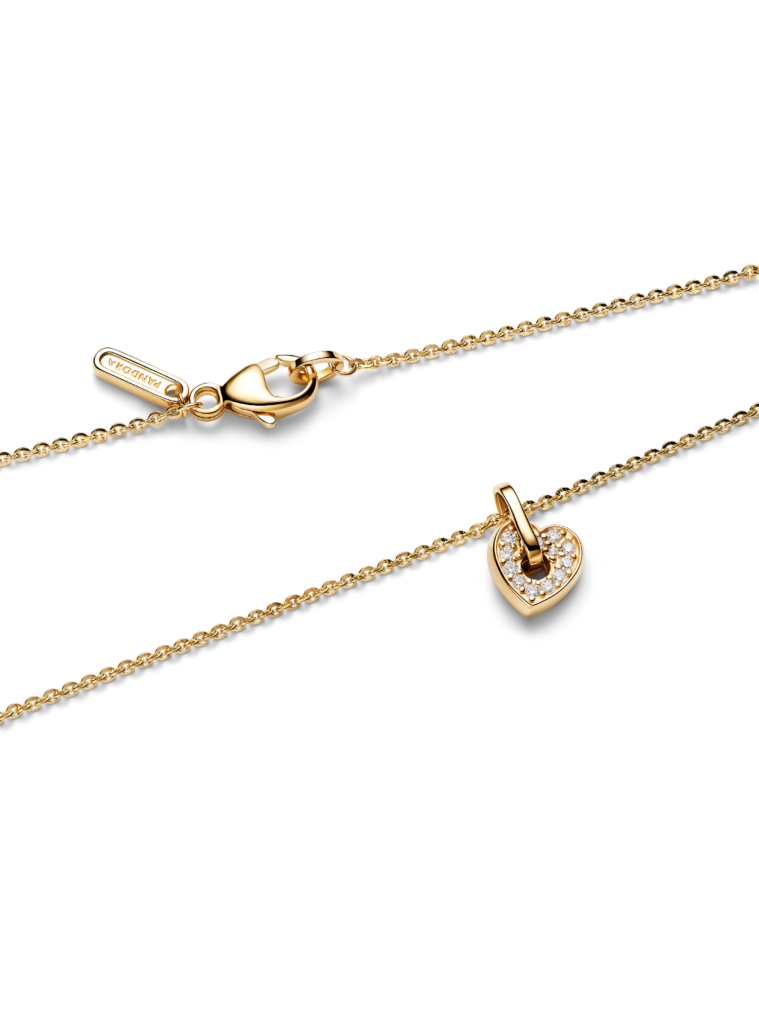 Pandora Talisman 14k Gold Lab-grown Diamond Pavé Heart Pendant Necklace