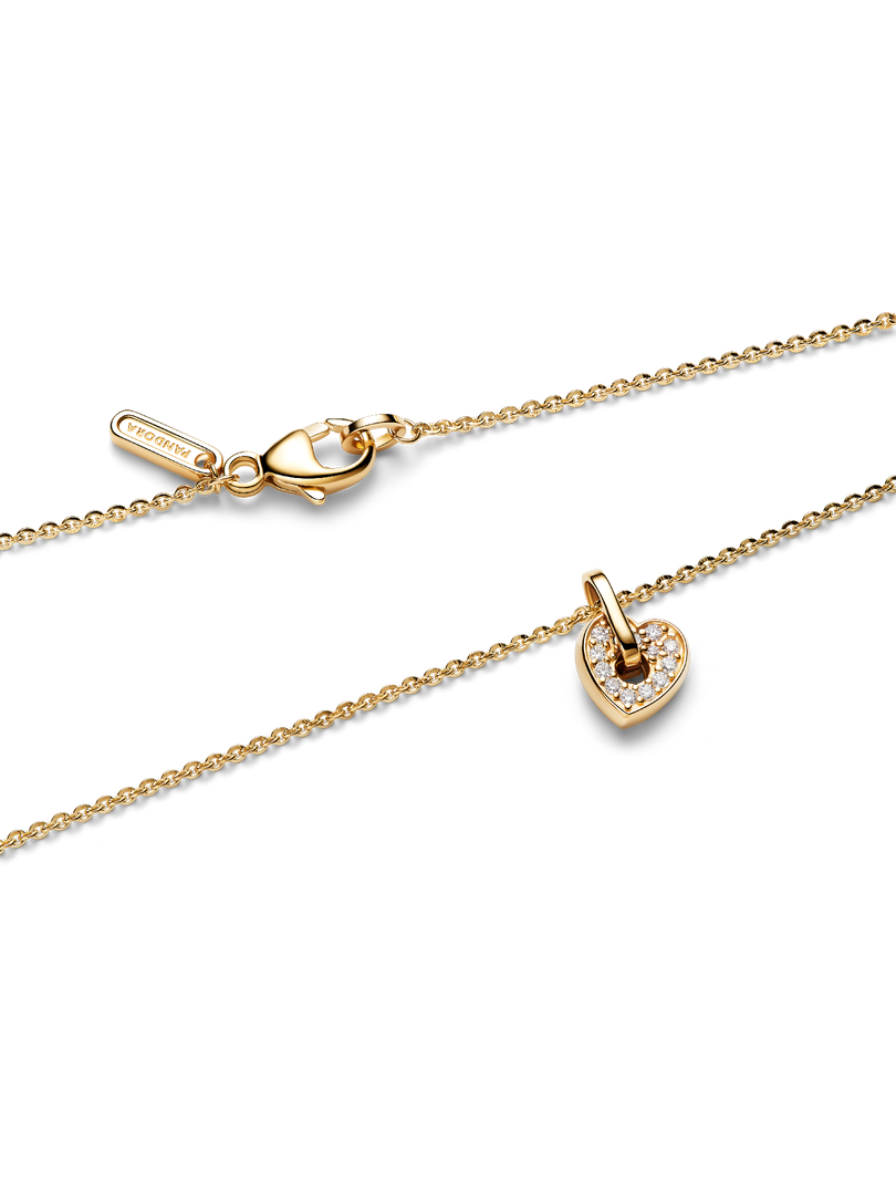 Pandora Talisman 14k Gold Lab-grown Diamond Pavé Heart Pendant Necklace