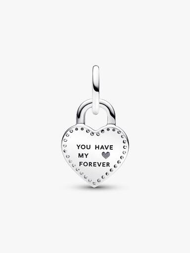 Two-tone Twistable Heart Padlock Double Dangle Charm
