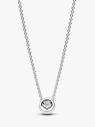 Sparkling Round Halo Pendant Collier Necklace