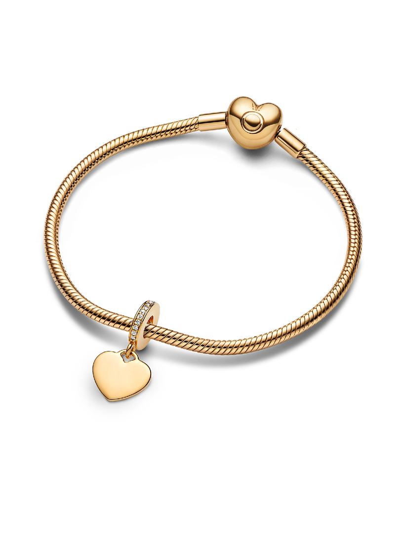 Engravable Heart Tag Dangle Charm Bracelet Set