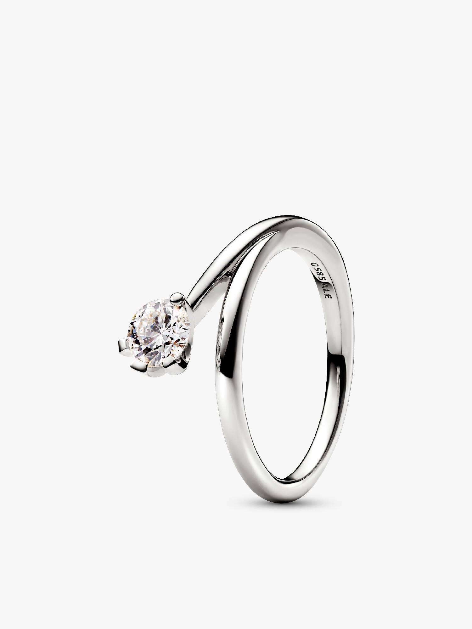 FINAL SALE - Pandora Nova 14k White Gold Lab-grown Diamond Asymmetric Ring