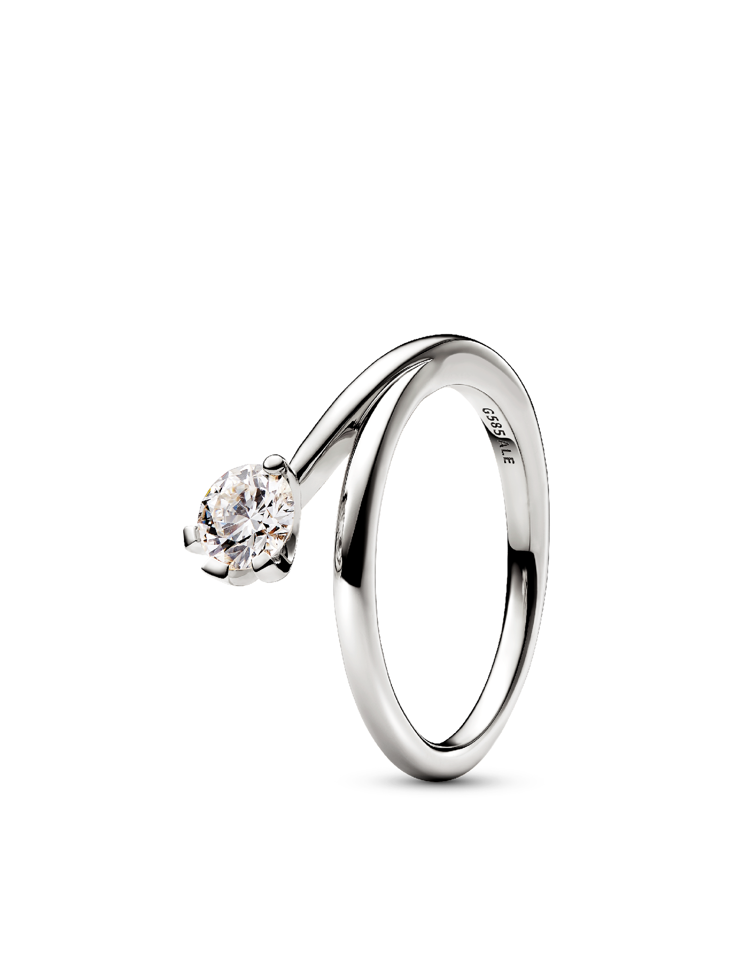 Женское кольцо Pandora Nova 14k White Gold Lab-grown Diamond Asymmetric, цвет: Белое золото