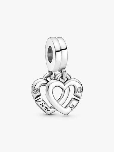 Linked Sister Hearts Split Dangle Charm