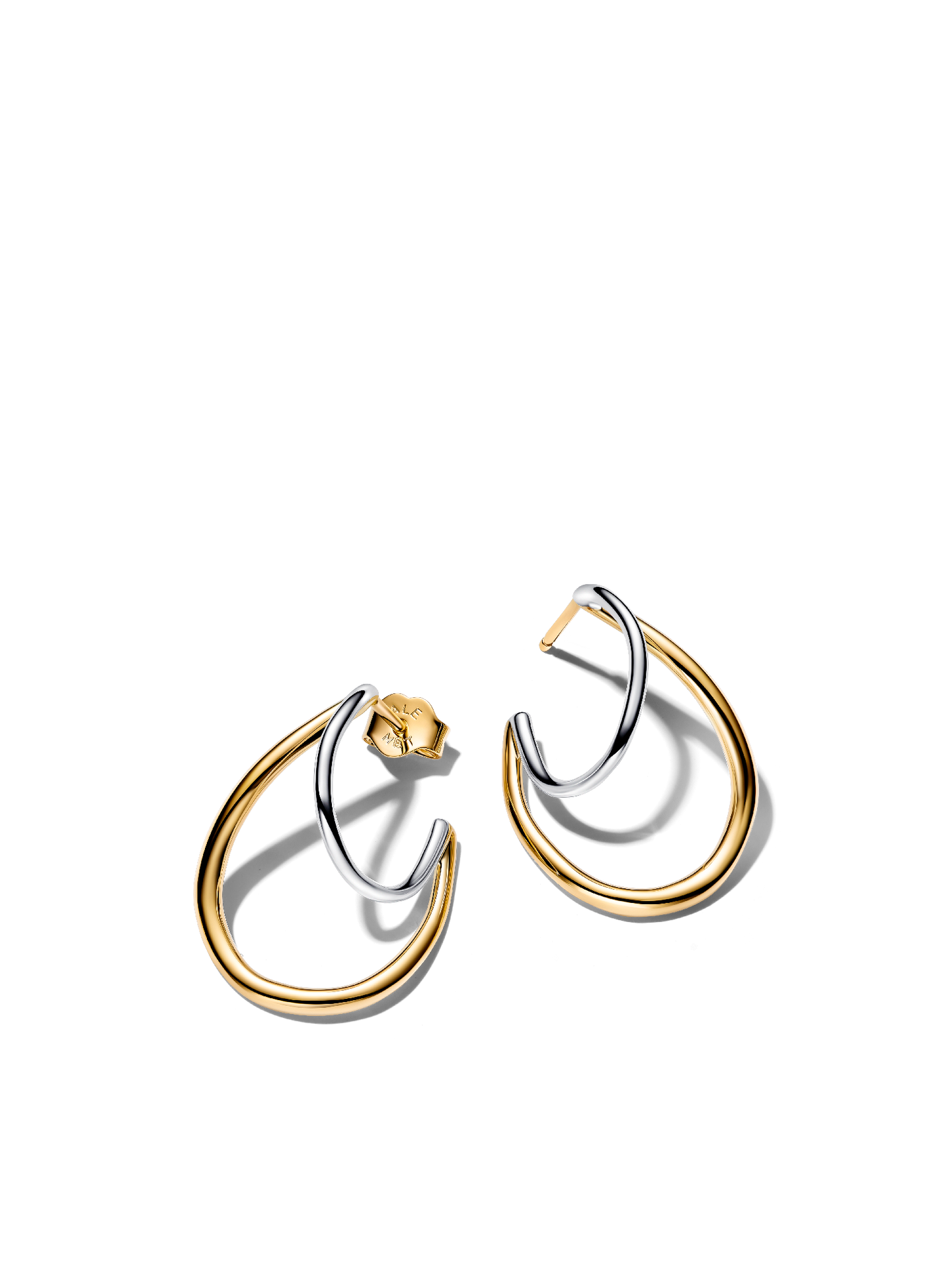 Женские серьги Pandora Organically Shaped Two-Tone Double, цвет: Двухцветный