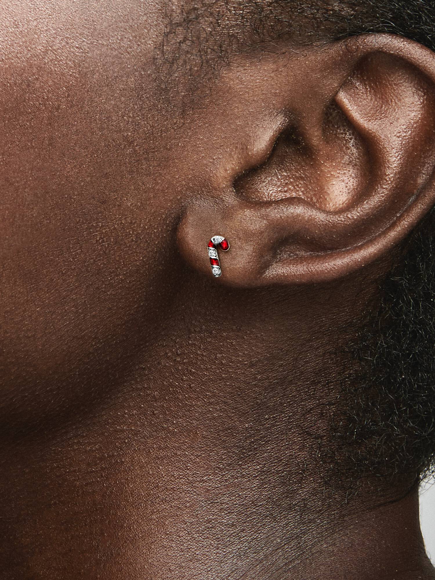 FINAL SALE - Sparkling Red Candy Cane Stud Earrings