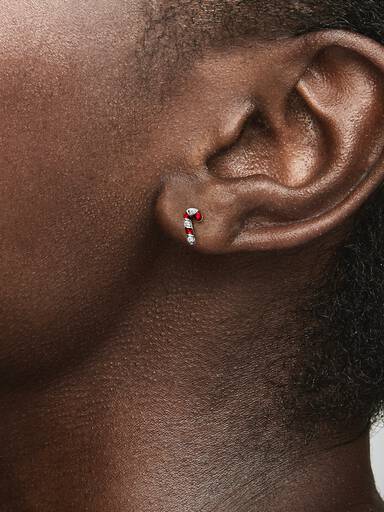 FINAL SALE - Sparkling Red Candy Cane Stud Earrings