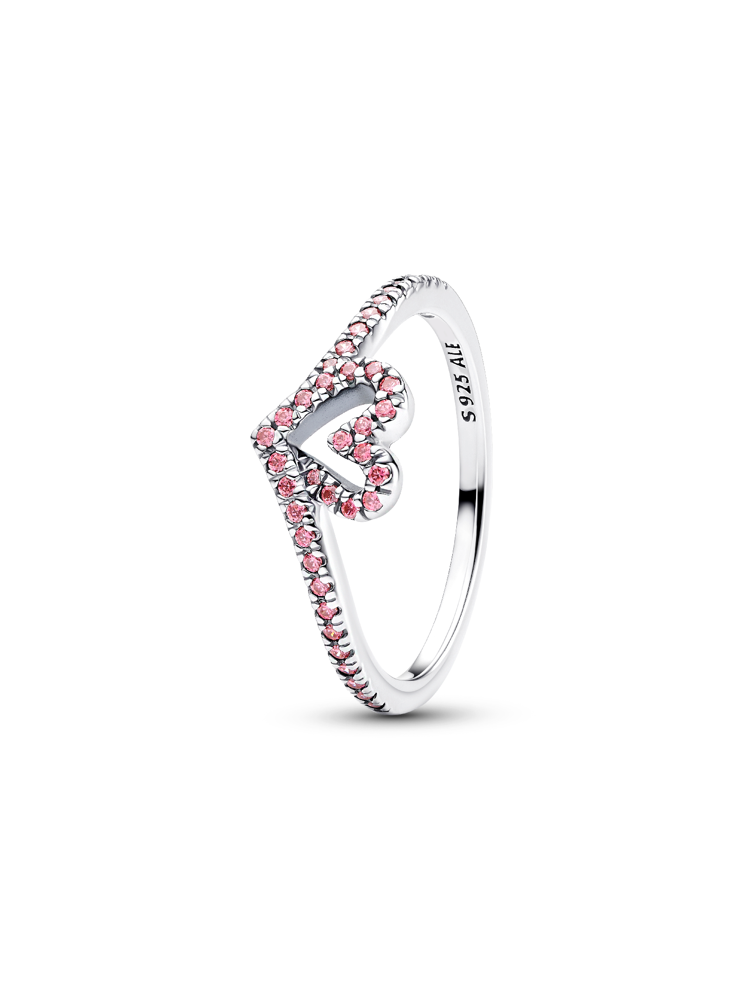 Sparkling Wishbone Pink Heart Ring