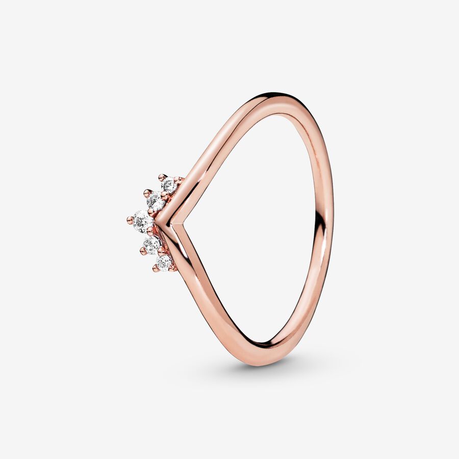 Sparkling Teardrop Halo Ring, Rose gold plated