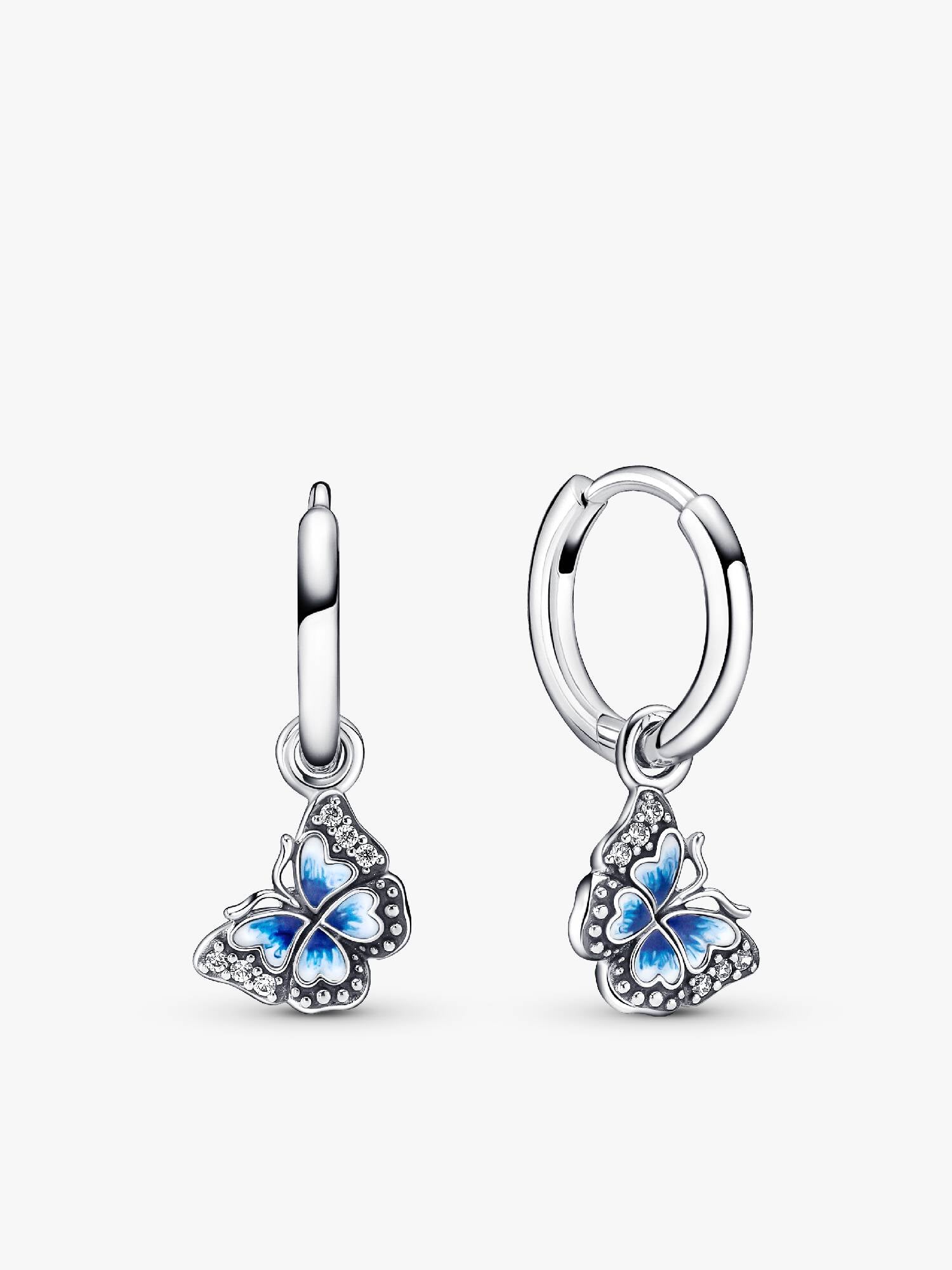 Blue Butterfly Hoop Earrings