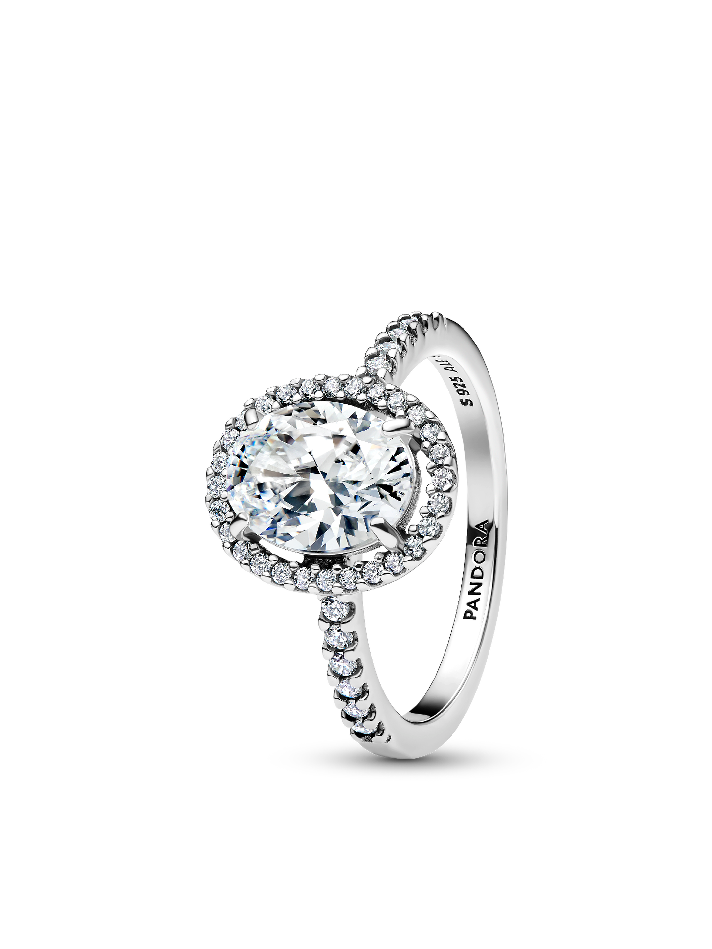 Женское кольцо Pandora Oval Sparkling Halo Statement, цвет: Серебро — фото 1