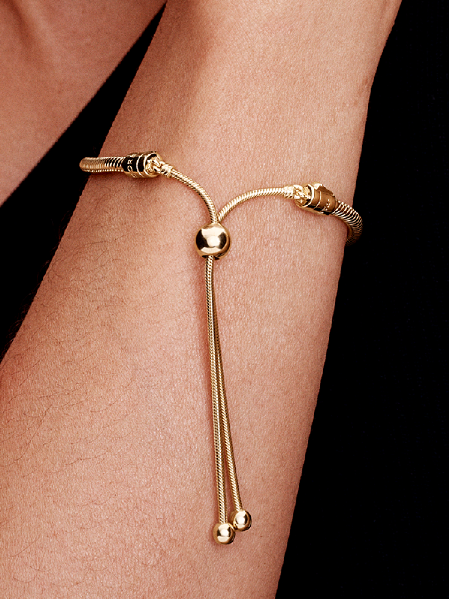 Женский браслет Pandora Snake Chain Slider, Gold plated, цвет: Позолоченный — фото 3