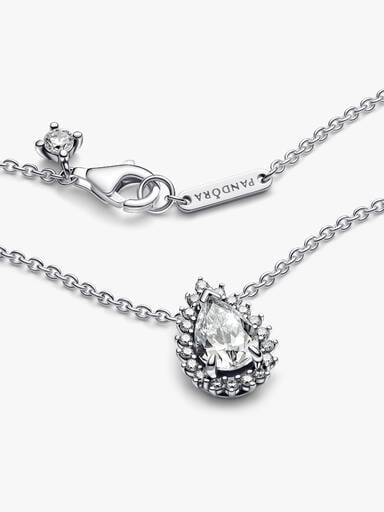 Sparkling Pear Halo Collier Necklace