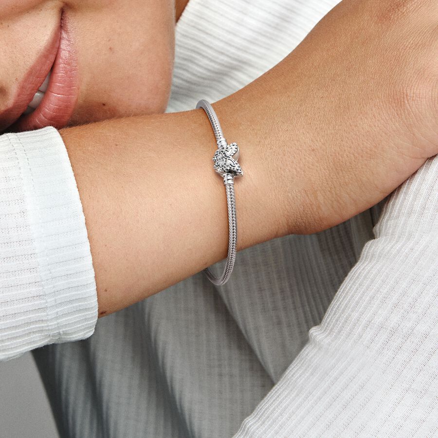 Pandora Moments Butterfly Clasp Snake Chain Bracelet | Sterling Silver |  Pandora Us