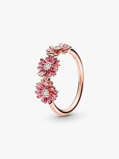 FINAL SALE - Pink Daisy Flower Trio Ring