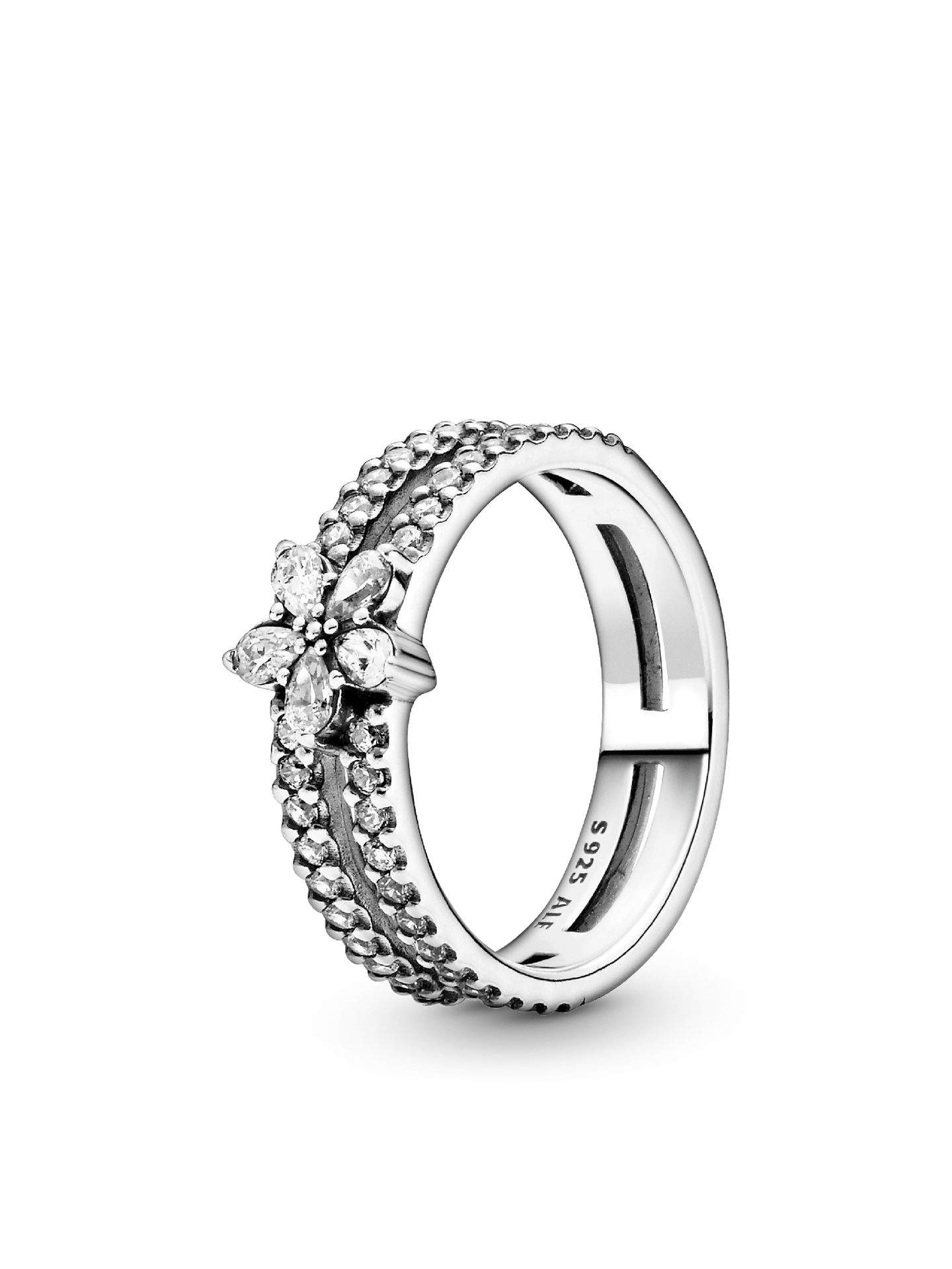 Женское кольцо Pandora Sparkling Snowflake Double, цвет: Серебро — фото 1